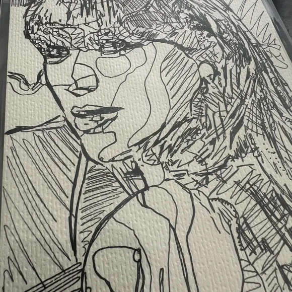 Pen & Ink Original Art Portrait Taylor Swift 5x7 in doodle art swifty - Picture 2 of 3